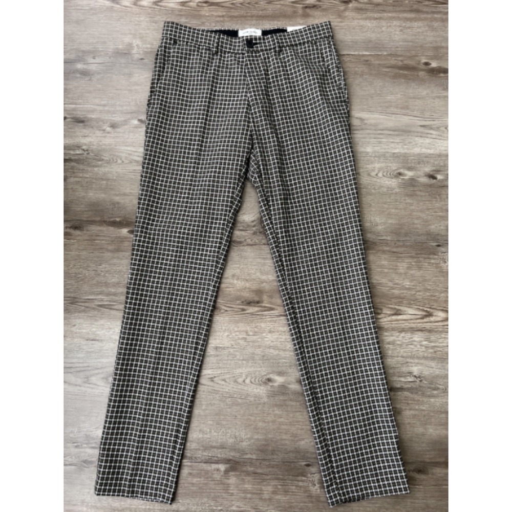 NWT River Island Skinny Fit Trousers Mens 30x32 Brown Check Plaid Smart